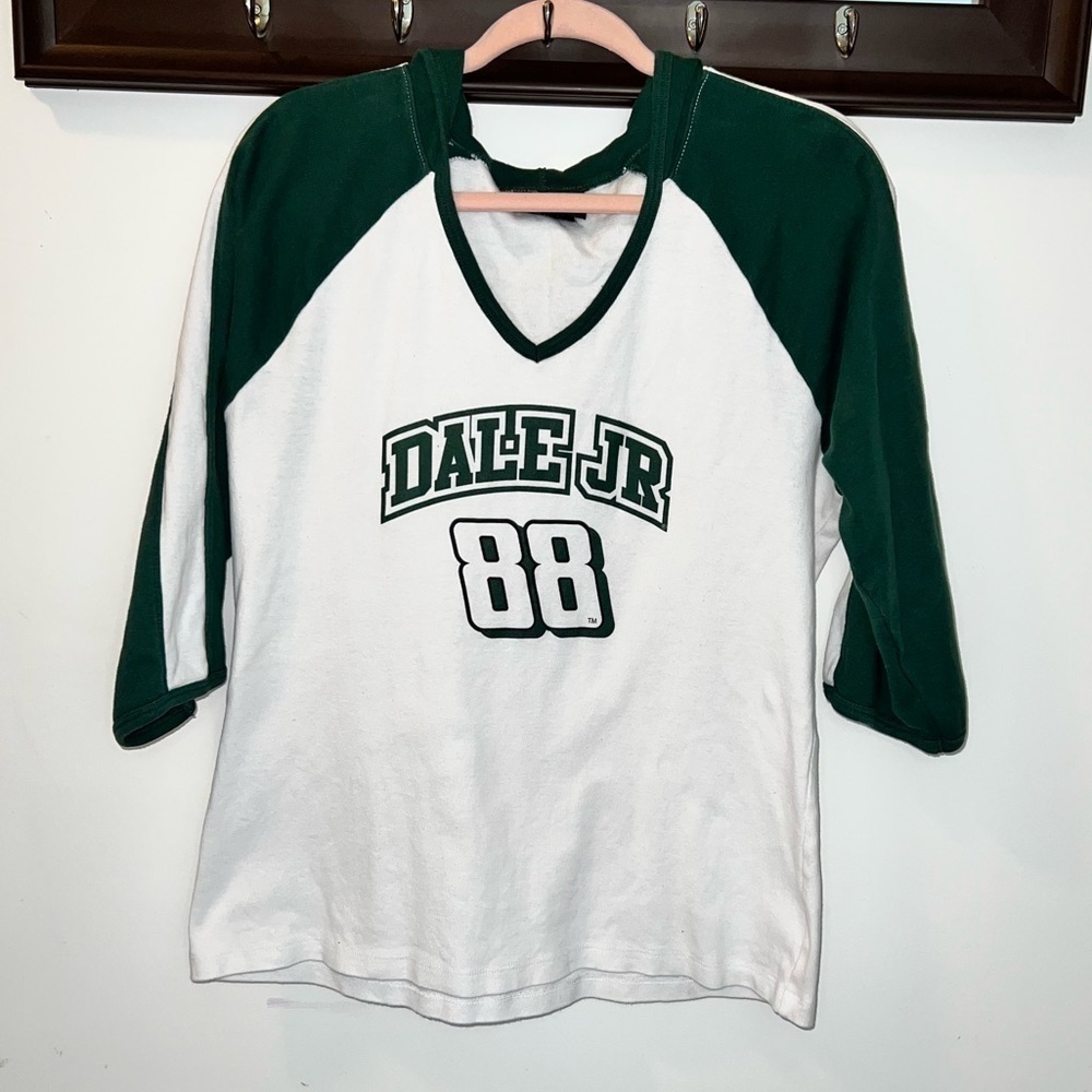 Vintage NASCAR Chase Authentics Dale Jr 88 3/4 Sleeve V-Neck Hoodie Size XL